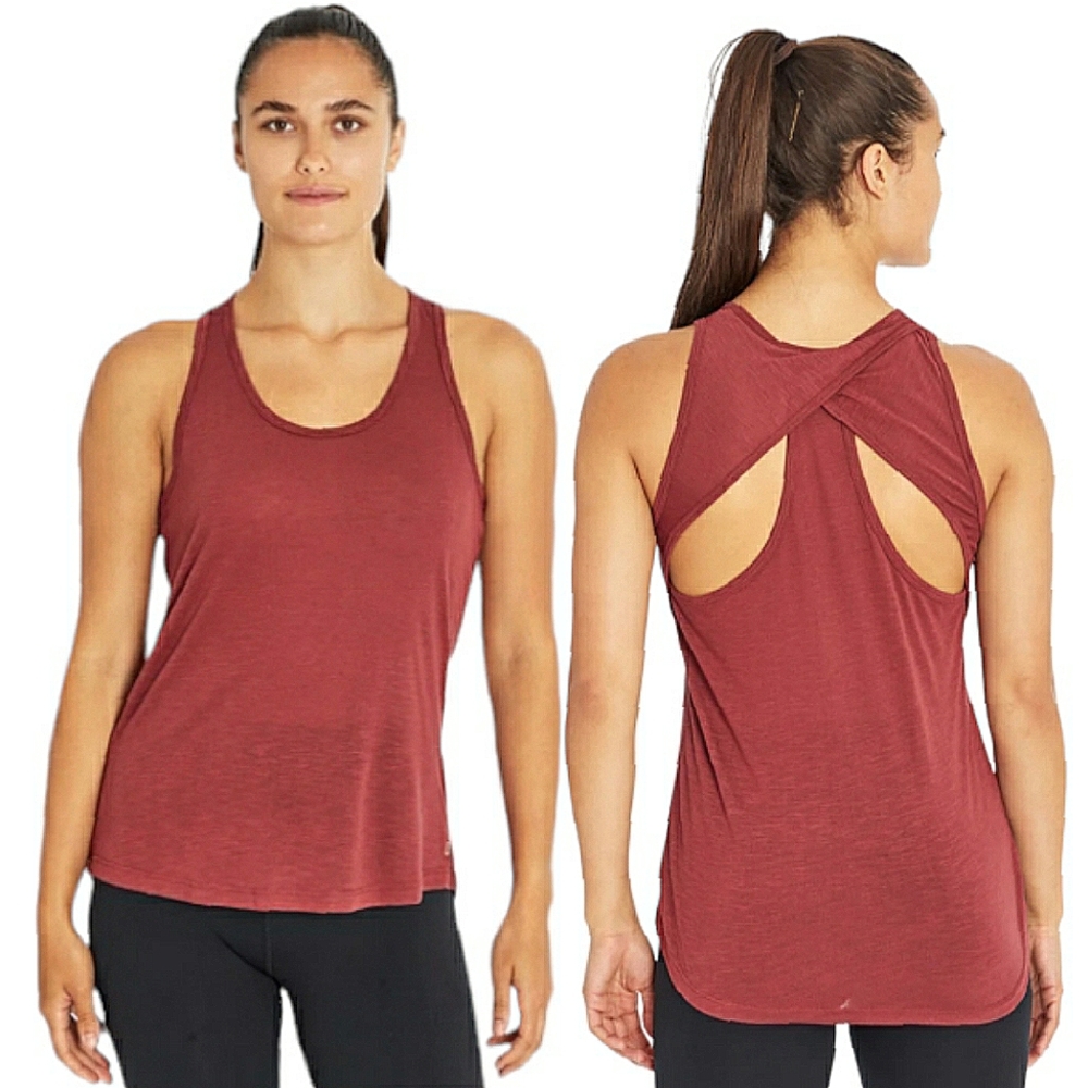 Balance Collection Cut Out Crossover Racerback Activewear Yoga Tank Top Red S